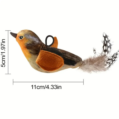 Interactive Touch-Activated Flapping Bird Cat Toy Plush Sparrow Kicking Toy with Realistic Chirping Sound, Suitable for Exercise